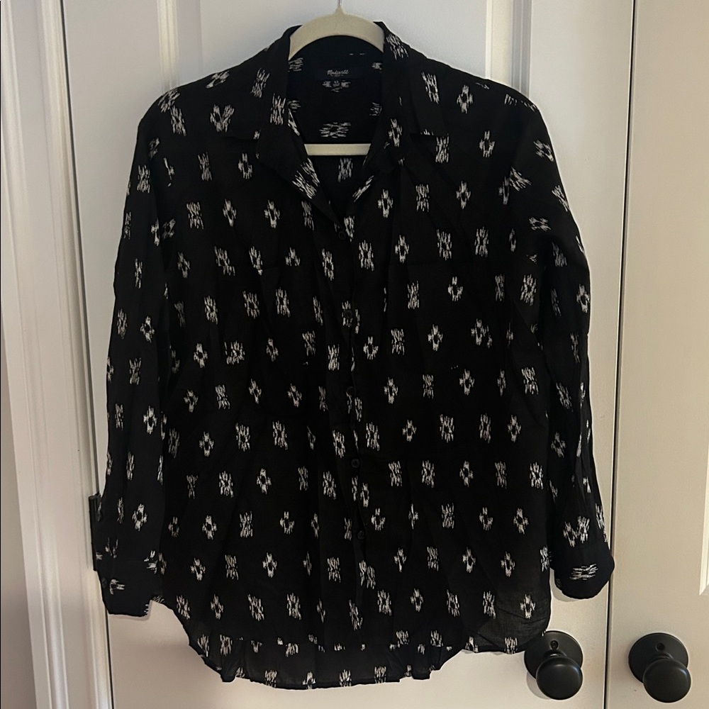 Madewell Black and White Abstract Shirt